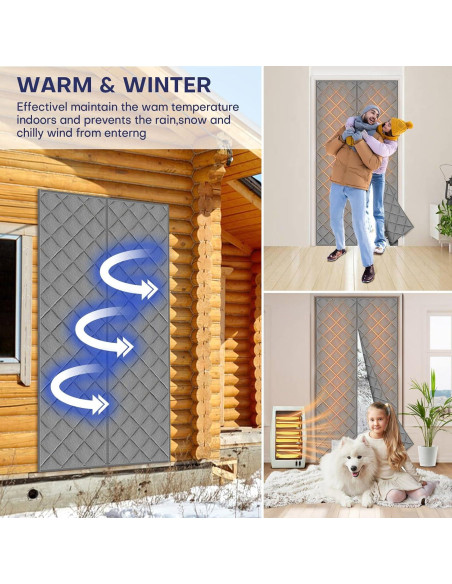 Cortina de Puerta Térmica Aislante Magnética Grehabor 81.3x203.2cm Gris