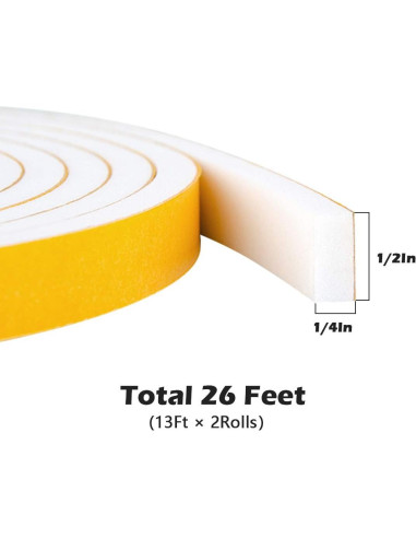 Burlete autoadhesivo ToLanbbt 1.27 cm x 0.64 cm x 7.92 m blanco