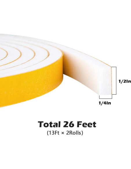 Burlete autoadhesivo ToLanbbt 1.27 cm x 0.64 cm x 7.92 m blanco