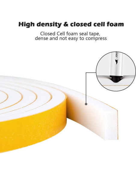 Burlete autoadhesivo ToLanbbt 1.27 cm x 0.64 cm x 7.92 m blanco