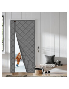 Cortina de Puerta Térmica Aislante WochiTV 100x216 cm Gris