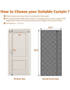 Cortina de Puerta Térmica Aislante WochiTV 100x216 cm Gris 2