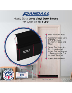 Barrido de Puerta de Aluminio Pesado Randall V-63 1.22 m Negro 2