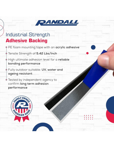 Barrido de puerta adhesivo Randall 3 FT Satinado claro