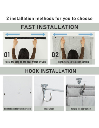 Cortina Térmica Aislante Acústica Peryiter 81x203 cm Gris