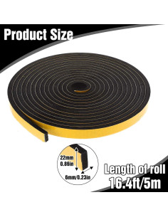 Tira de Sellado Qianyu 5m Neopreno Negro Aislante Acústico 2
