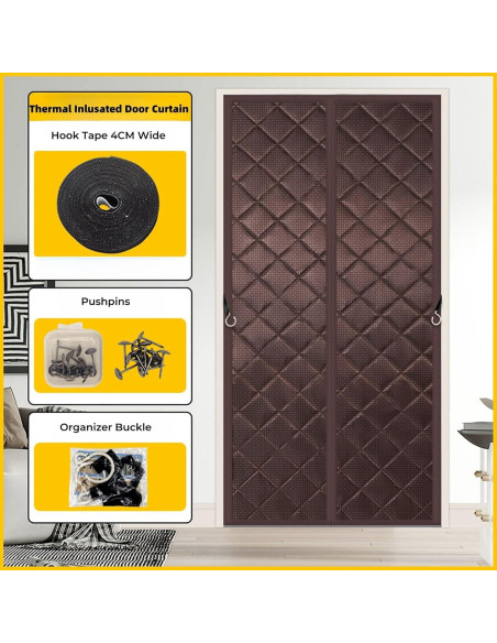 Cortina de Puerta Térmica Aislante CMSD-LJC 90x210 cm Marrón