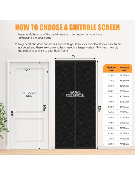 Cortina de Puerta Térmica Aislada Magnética LIAMST 183x203cm
