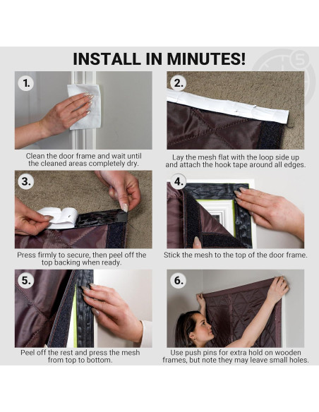 Cortina Térmica Aislante Magnética TemperDoor 38x80 cm Marrón