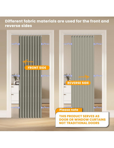 Cortina Magnética Plegable AJAZZ 100% Opaca Gris 107x198 cm