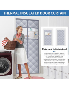 Cortina de Puerta Aislante Magnética Veanusiver 96x212 cm Gris 2