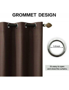 Cortina Opaca AiFish 39x78" Marrón Aislante Térmico Ojal 2