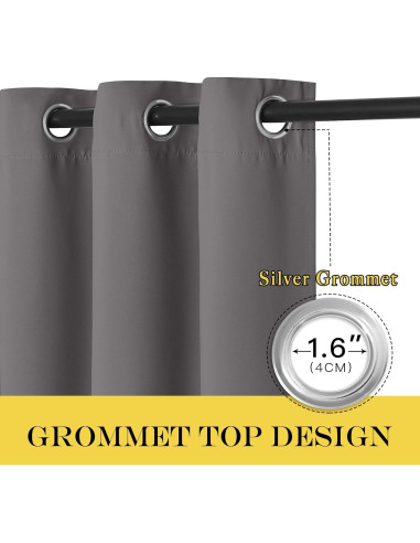 Cortina Blackout NICETOWN Gris 100x84 cm Aislante Térmico
