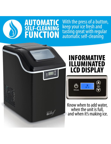 Máquina de Hielo Deco Chef 44kg Nugget Encimera Negra