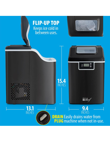 Máquina de Hielo Deco Chef 44kg Nugget Encimera Negra