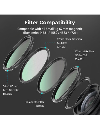 Adaptador de Filtro Magnético 67mm SmallRig 4993 para iPhone 16