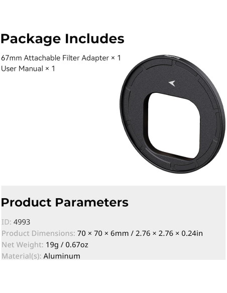 Adaptador de Filtro Magnético 67mm SmallRig 4993 para iPhone 16