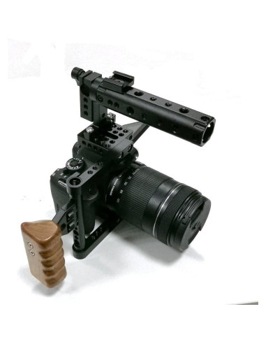 Jaula de Cámara CAMVATE con Mango de Madera para Canon y Nikon