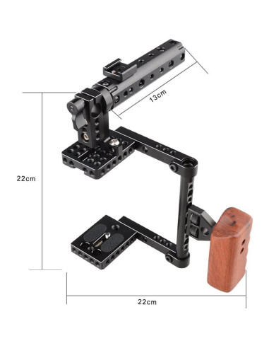Jaula de Cámara CAMVATE con Mango de Madera para Canon y Nikon