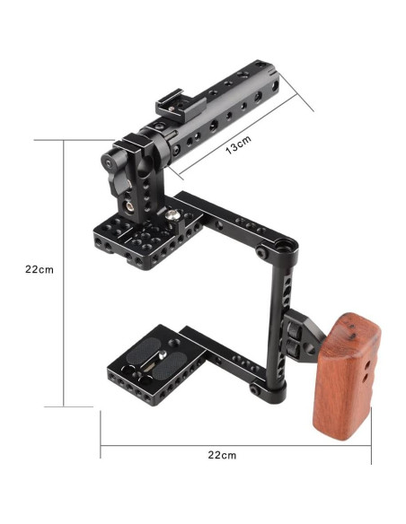 Jaula de Cámara CAMVATE con Mango de Madera para Canon y Nikon