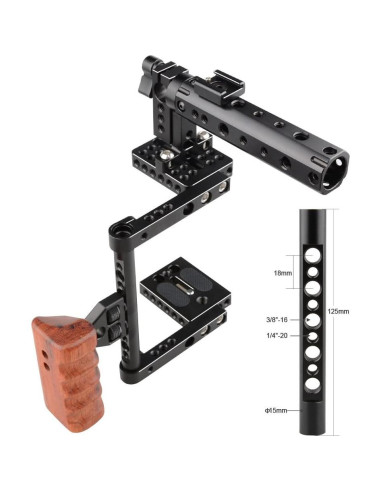 Jaula de Cámara CAMVATE con Mango de Madera para Canon y Nikon