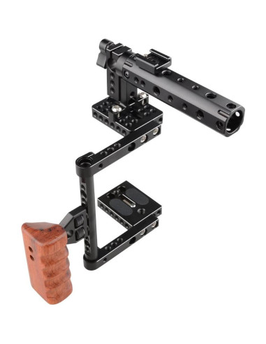 Jaula de Cámara CAMVATE con Mango de Madera para Canon y Nikon