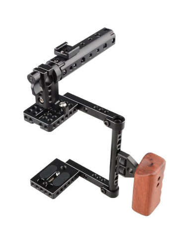 Jaula de Cámara CAMVATE con Mango de Madera para Canon y Nikon