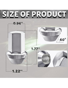 20 Tuercas de Rueda Gdydi M14x1.5 Cromo Acorn 37mm 2