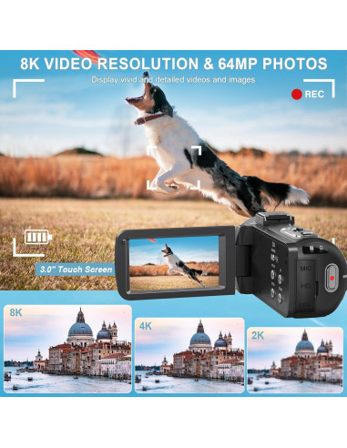 Cámara de Video 8K VENOPTIX DV106 64MP Zoom 18X WiFi