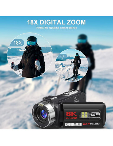 Cámara de Video 8K VENOPTIX DV106 64MP Zoom 18X WiFi