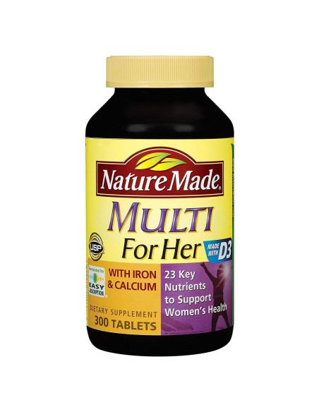 Multivitaminas para Mujer Nature Made con Hierro y Calcio 300 Tabletas