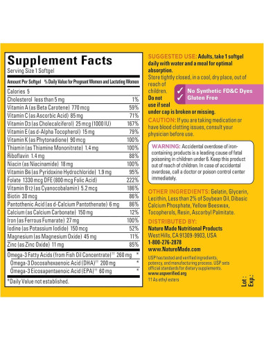 Nature Made Prenatal DHA + Ácido Fólico 110 Softgels