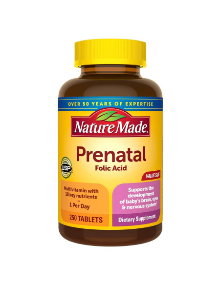 Multivitamina Prenatal Nature Made con Ácido Fólico 250 Tabletas