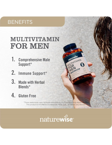 Multivitamina para Hombres NatureWise - 90 Cápsulas - Soporte Inmunológico y Salud Prostática