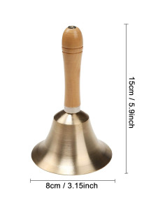 Campana de Mano de Latón Sólido 8 cm Oro 2