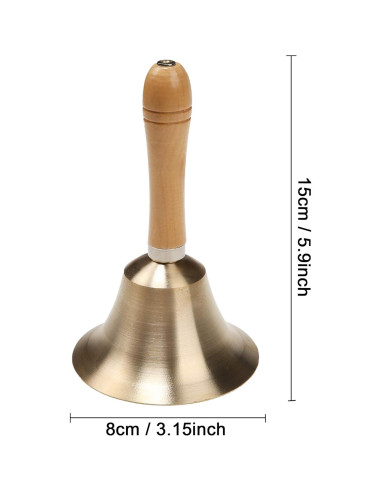 Campana de Mano de Latón Sólido 8 cm Oro