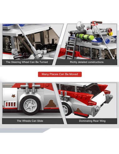 HI-REEKE Coche Fantasma ECTO-1 Kit de Construcción 605 Piezas