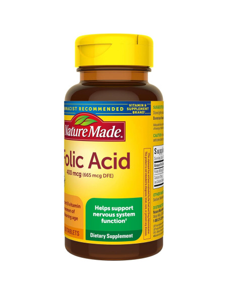 Nature Made Ácido Fólico 400 mcg - 250 Tabletas Suplemento