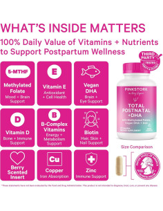 Vitaminas Postnatales Pink Stork 60 Cápsulas con DHA Vegano 2