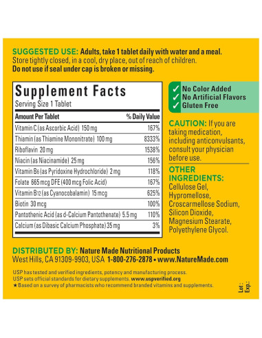 Nature Made Super B Complex 360 Tabletas con Vitamina C