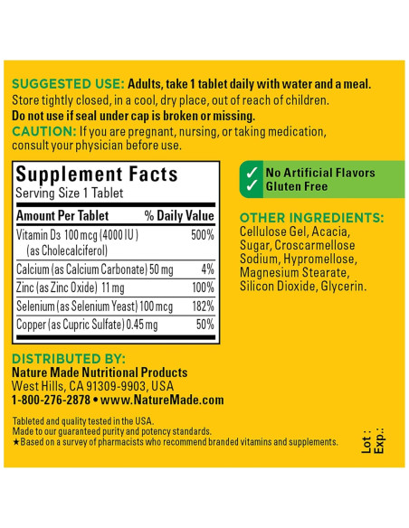 Suplemento Inmunológico Nature Made Super D, 70 Tabletas