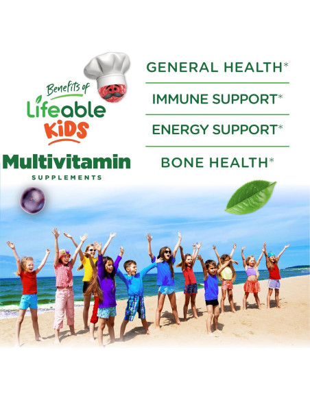 Multivitamina masticable Lifeable para niños - 150 unidades - Vegetariano y sin gluten