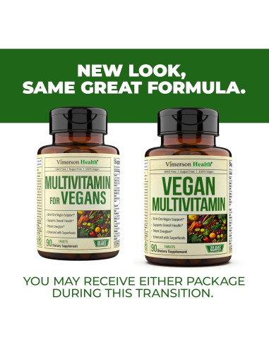 Multivitaminas Veganas Vimerson Health 90 Tabletas Adulto Unisex