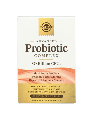 Complejo Probiotico Avanzado Solgar 30 Cápsulas Veganas 80 Mil Millones CFU