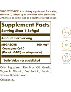 Suplemento CoQ-10 Solgar 100 mg 90 Softgels - Salud Cardíaca 2