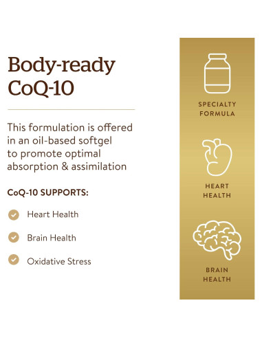 Suplemento CoQ-10 Solgar 100 mg 90 Softgels - Salud Cardíaca