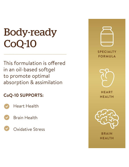 Suplemento CoQ-10 Solgar 100 mg 90 Softgels - Salud Cardíaca
