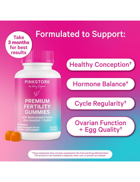 Gomitas de Fertilidad Pink Stork 60 unidades - Suplementos Prenatales