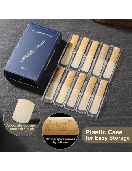 Reed de Clarinete Bb Jeeue 10PCS Fuerza 2.5 Caña Premium