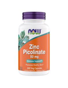 Suplemento Picolinato de Zinc 50 mg Now - 240 Cápsulas Veganas